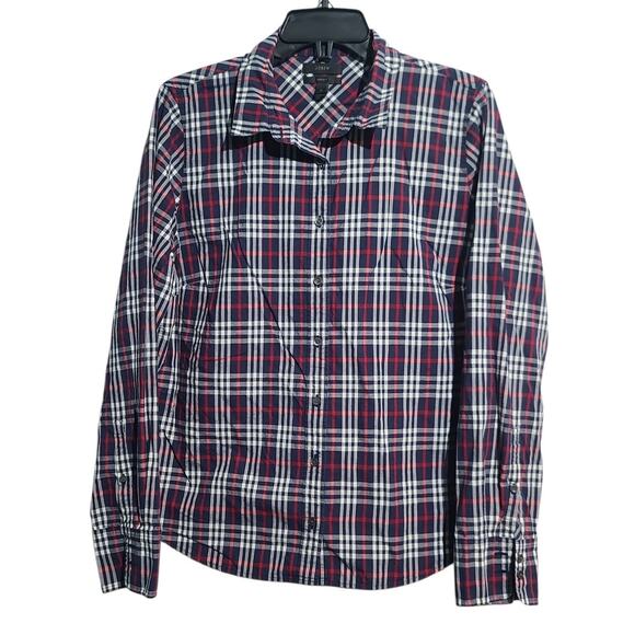 J. Crew Perfect Shirt in Blue Plaid Size 14 - Picture 1 of 5